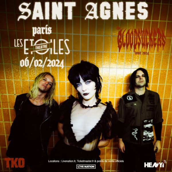 À l'occasion du Bloodsuckers Tour 2024, Saint Agnes sera en concert à Paris dans la salle Les Étoiles le 6 février.
