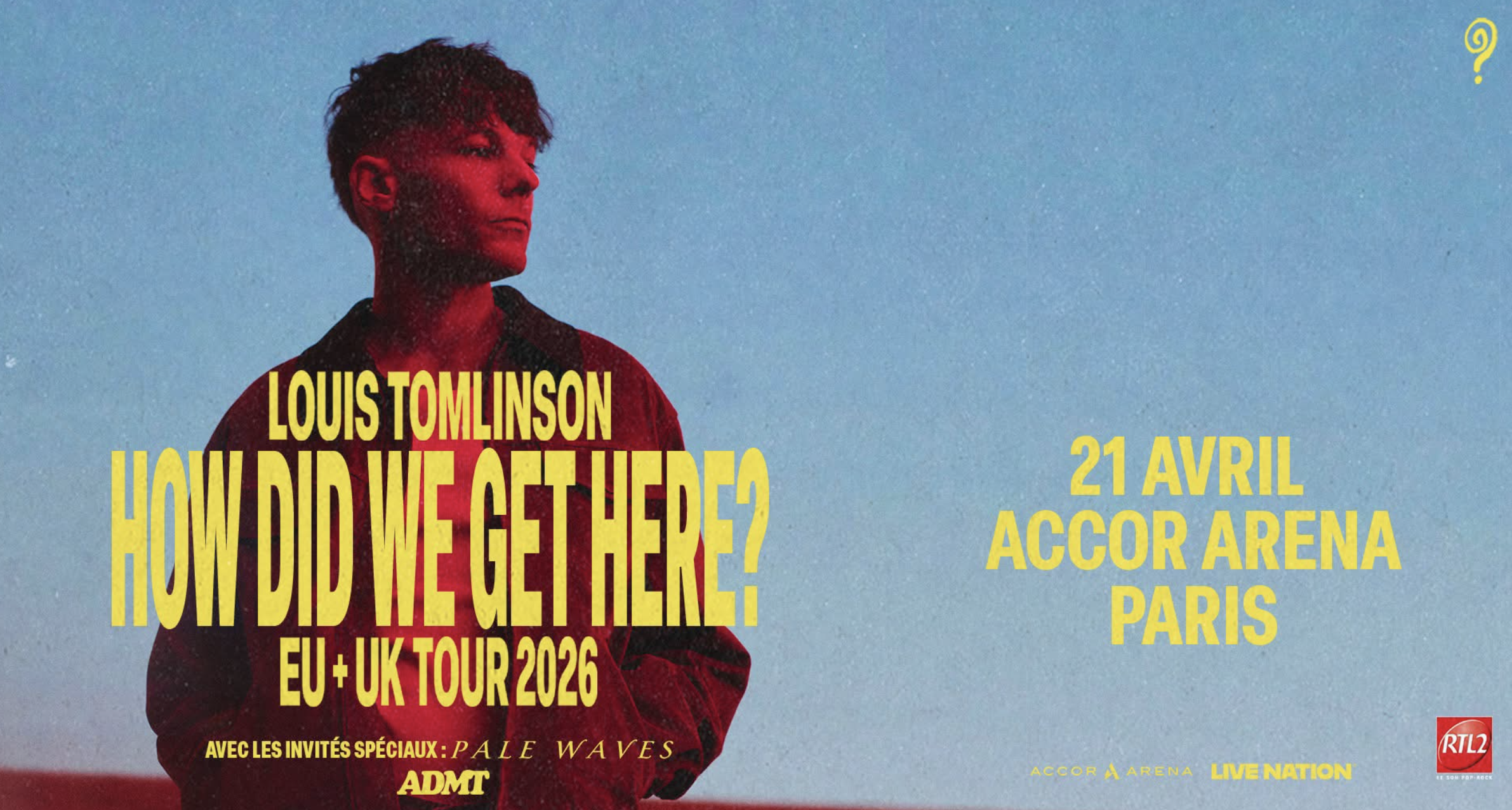 Capture d’écran du poster du concert de Louis Tomlinson à l'Accor Arena, Paris